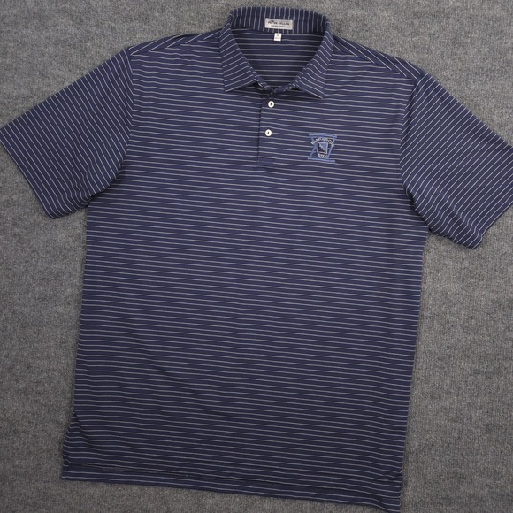Peter Millar Summer Comfort Polo Shirt Mens XL Navy Striped Maryland Club Open - Picture 2 of 8